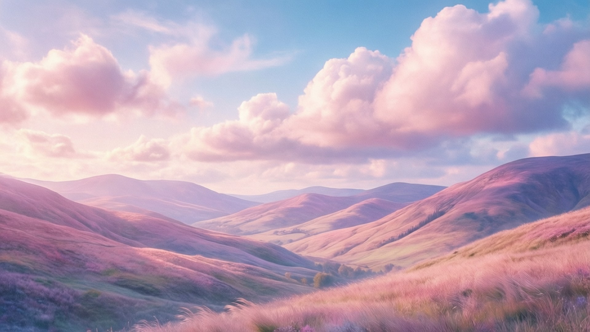 Mga Burol ng Pangarap na Pastel Wallpaper
