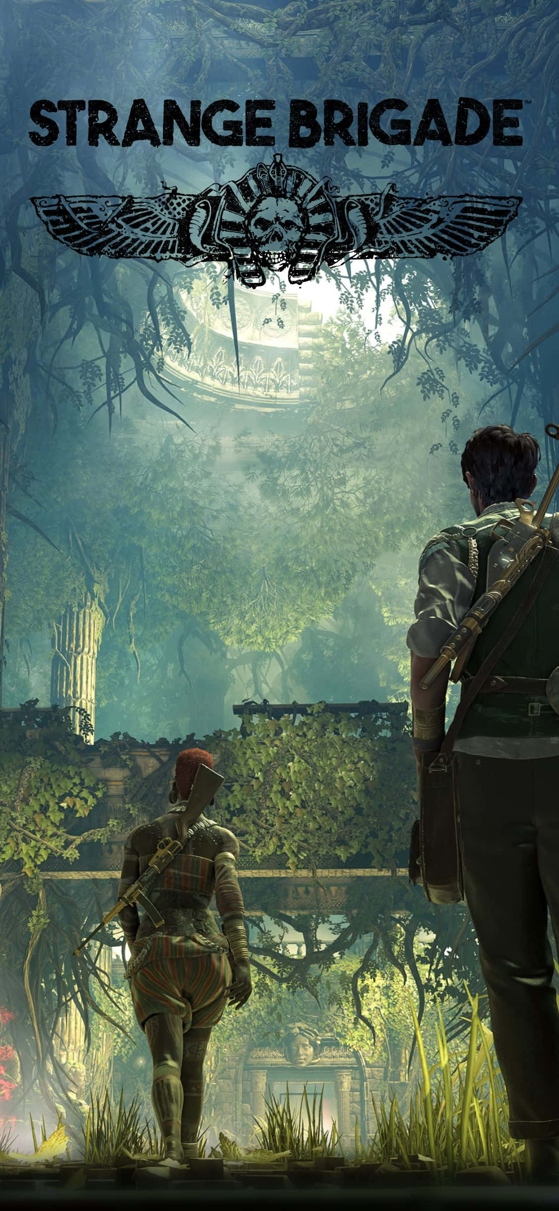 Mga Character sa Loob ng Sinaunang Ruins iPhone X Strange Brigade Background Wallpaper