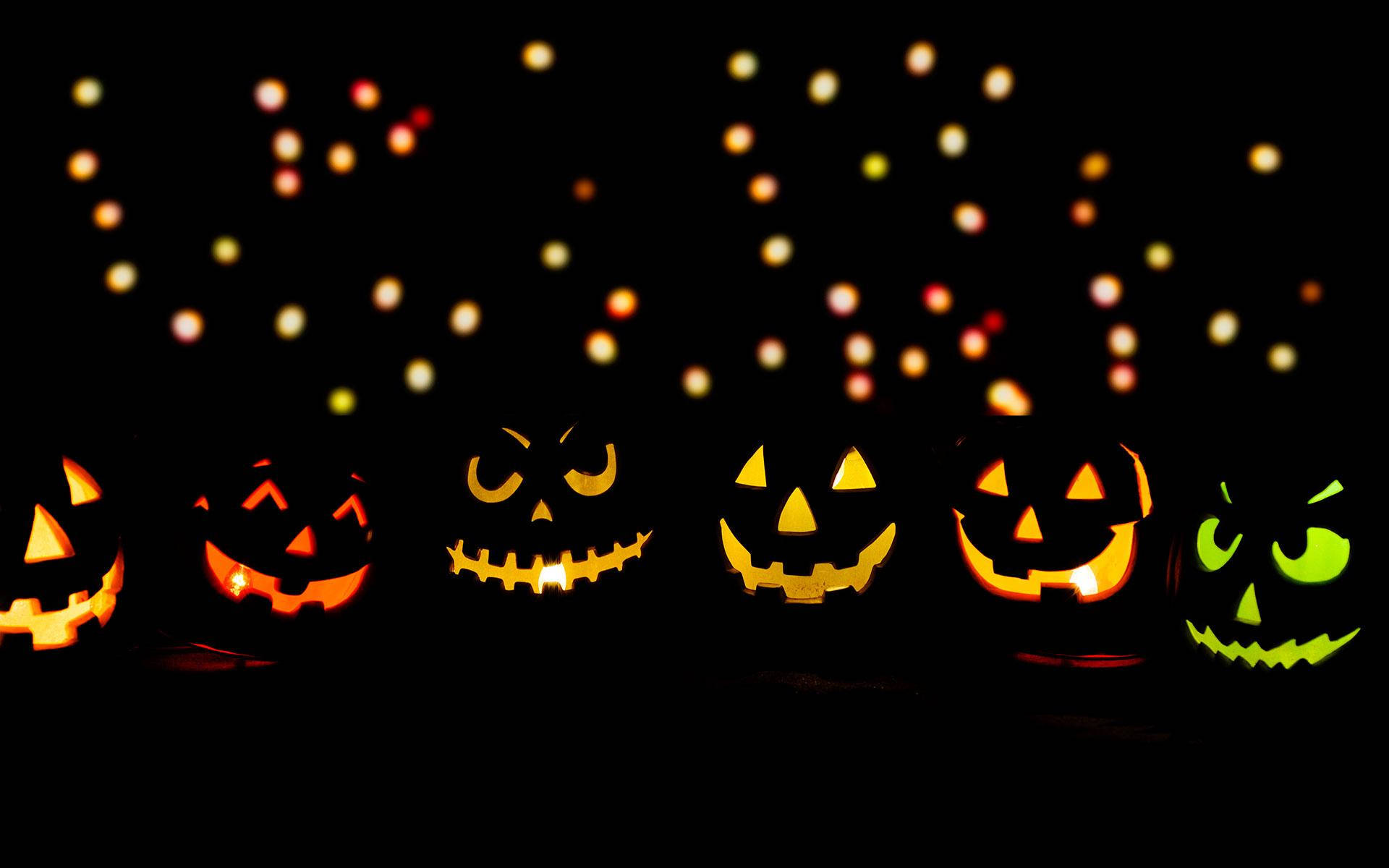 Mga Cute at Aesthetic na Kumikinang na Jack-o'-lantern para sa Halloween Wallpaper