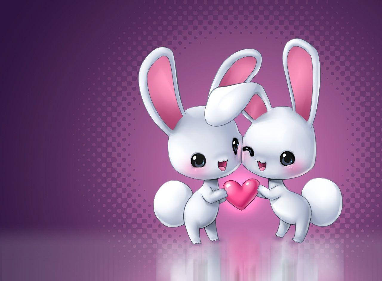 Mga Cute Love Bunnies Wallpaper
