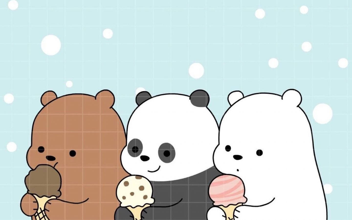 Mga Cute na Aesthetic na Oso na Kumakain ng Ice Cream para sa Computer Wallpaper