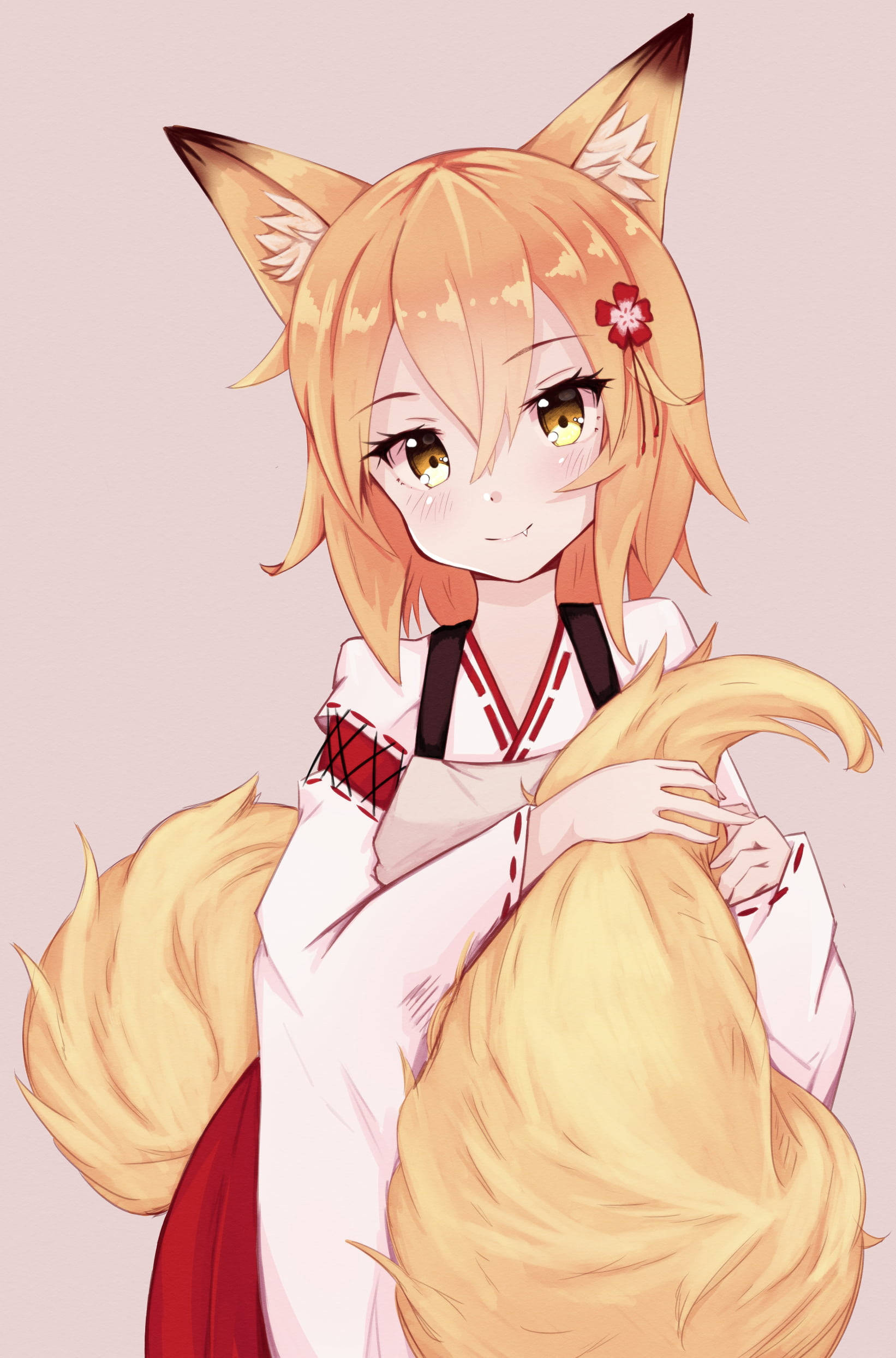 Mga Cute na Anime Character na Naka-Fox Costume Wallpaper