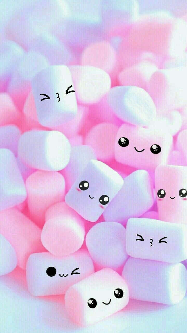 Mga Cute na Marshmallow na Nakangiti para sa Telepono Wallpaper
