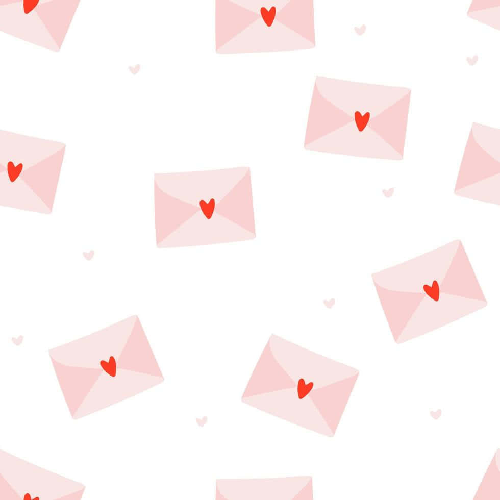 Mga Cute na Sobre para sa Araw ng mga Puso na May Pulang Puso na Disenyo Wallpaper