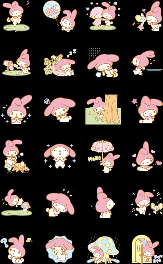 Mga Ekspresyon at Aktibidad ni My Melody Wallpaper