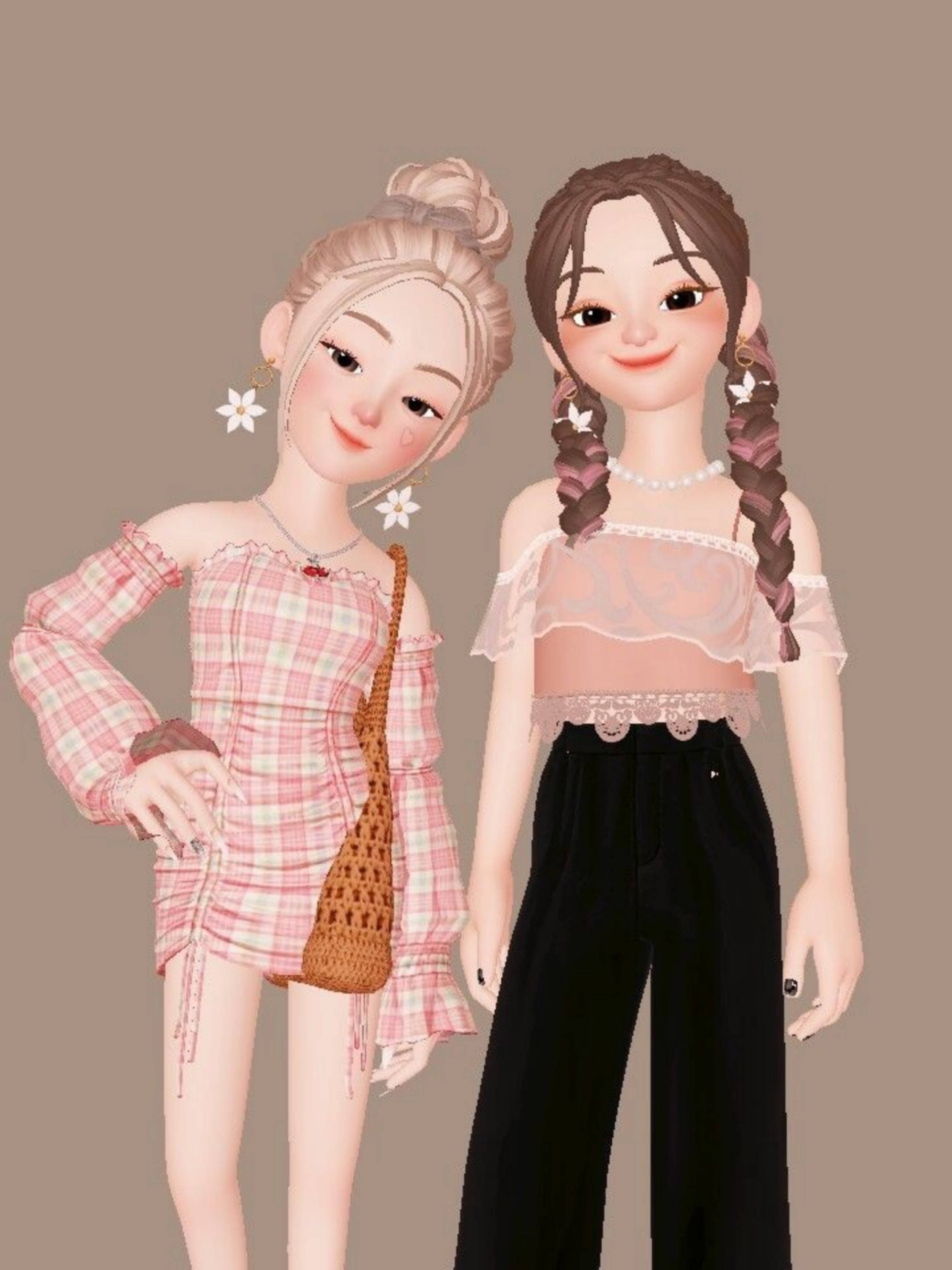 Mga Fashionable na Cartoon Girls ng Zepeto Wallpaper