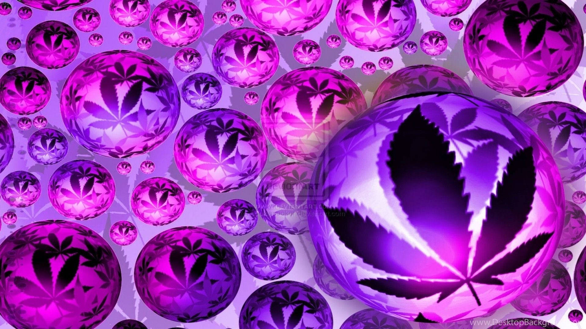 Mga Graphics ng Dahon ng Weed sa mga Bola Wallpaper