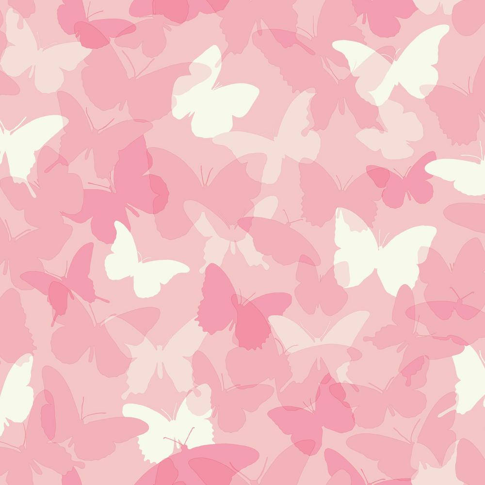 Mga Guhit ng Puti at Cute na Pink na Paru-paro Wallpaper