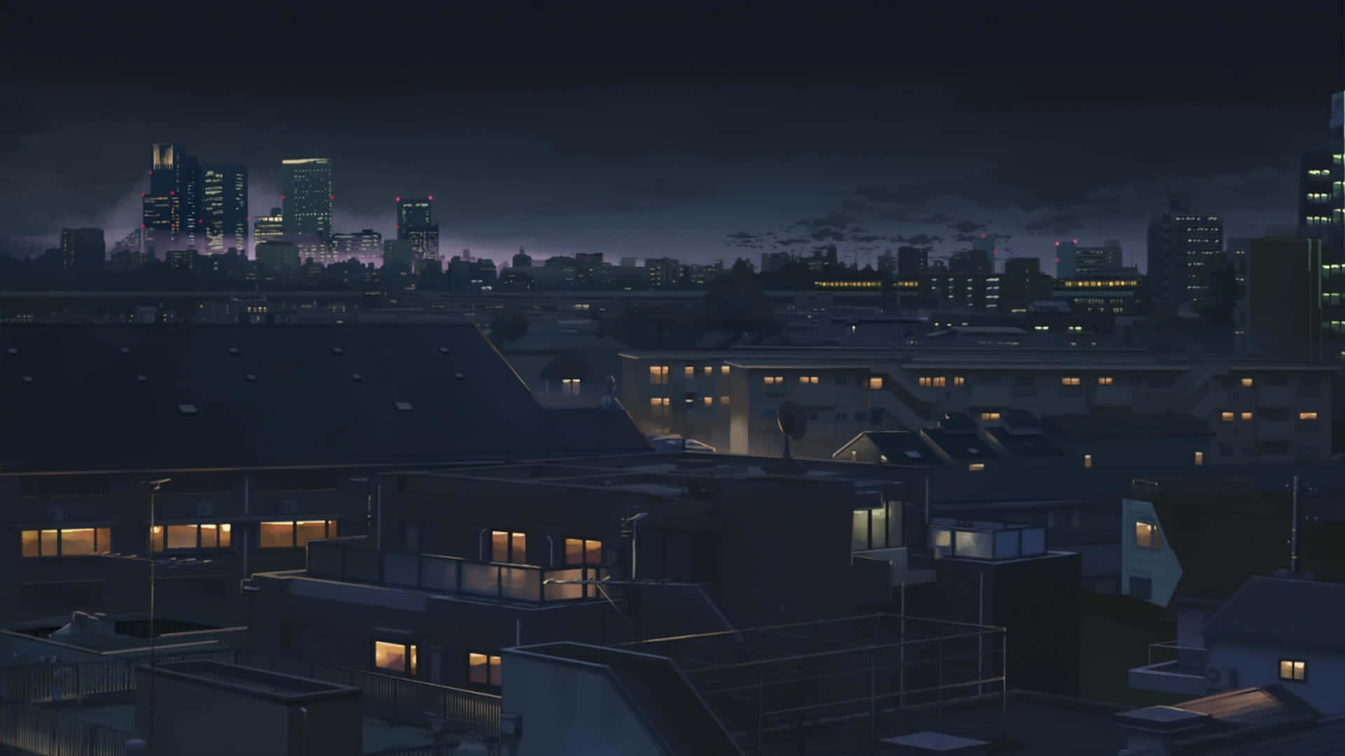 Mga ilaw ng neon na nagbibigay-liwanag sa mga abalang kalye ng Anime City Wallpaper