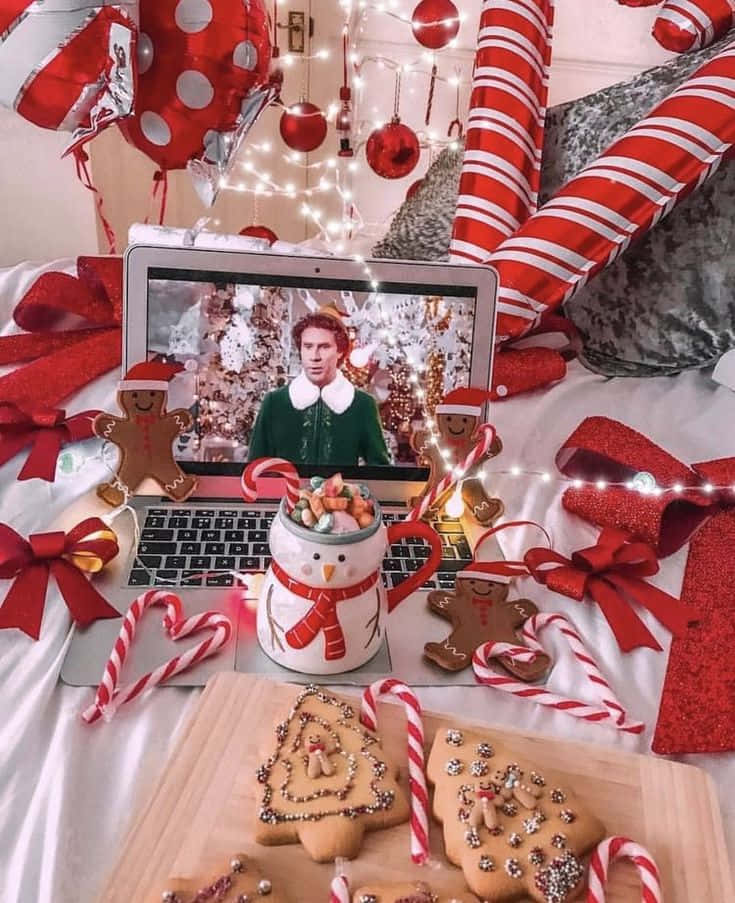 Mga ilaw ng Pasko na nagniningning na lumilikha ng magandang Aesthetic Wallpaper