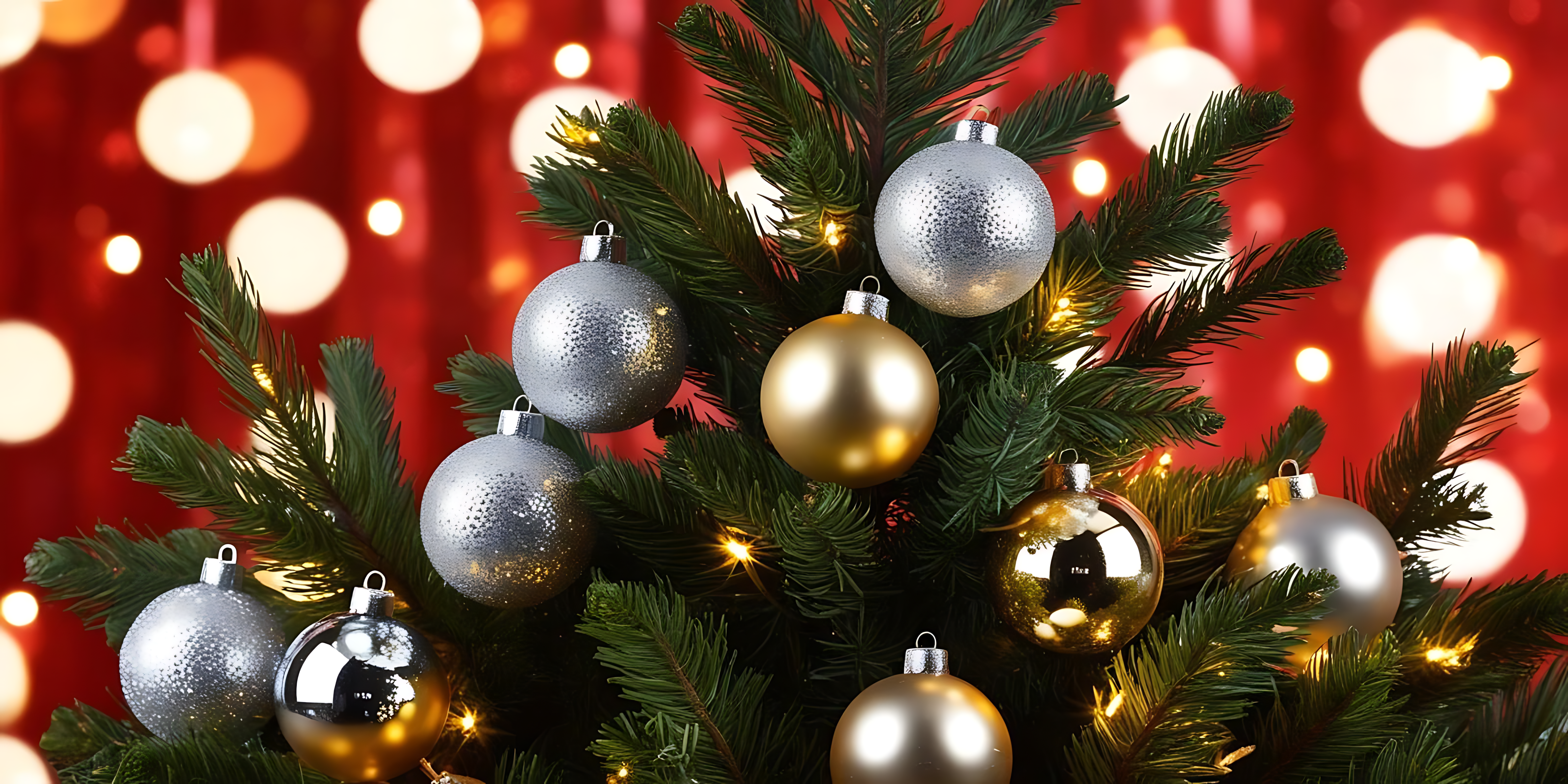 Mga ilaw pasko na may palamuting bola Wallpaper