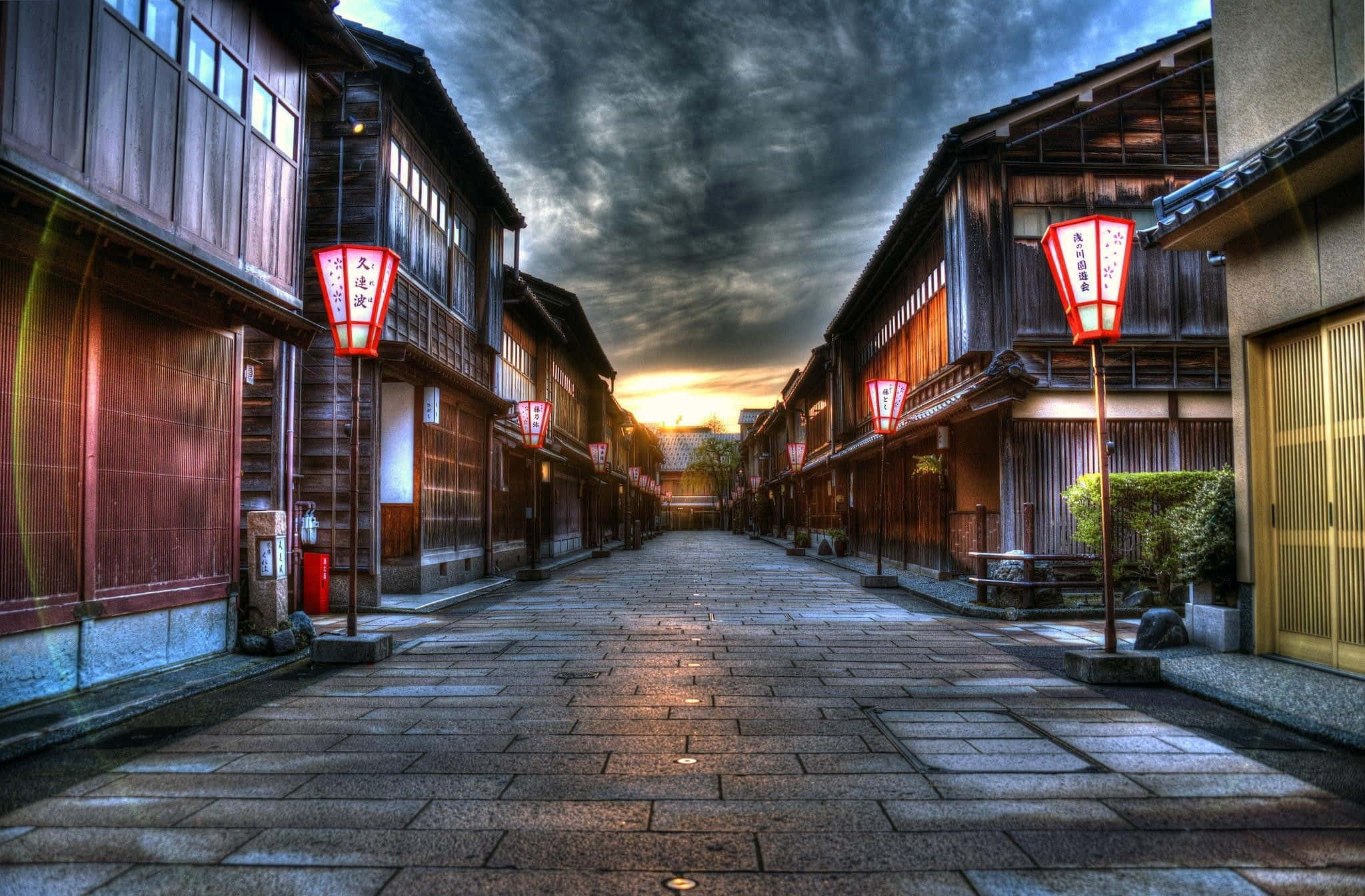 Mga Ilaw sa Daan sa Background ng Japan Wallpaper
