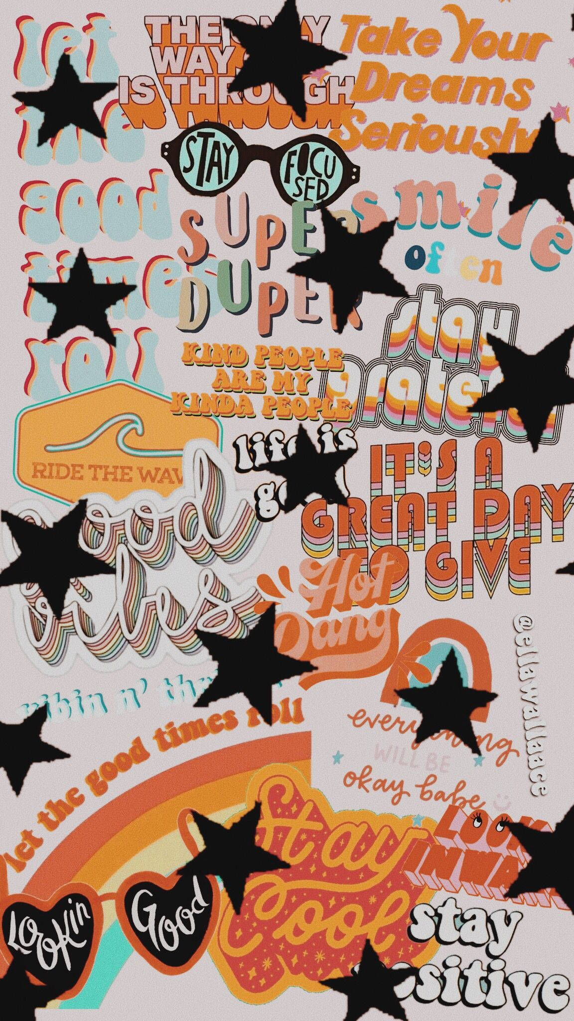 Mga Itim na Bituin sa Aesthetic VSCO Collage Wallpaper