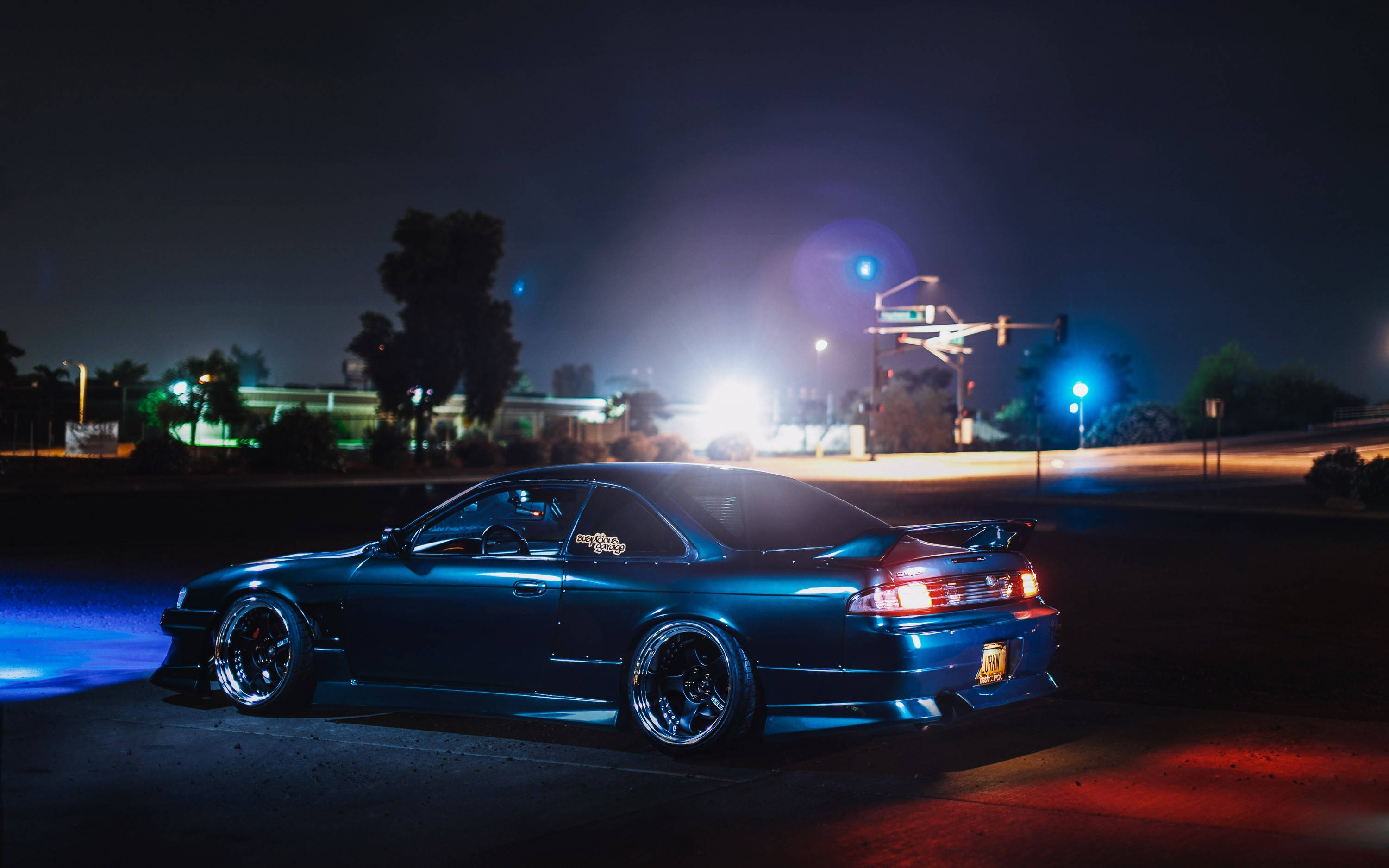 Mga JDM Kotse na Nagmamaneho sa Gabi Wallpaper