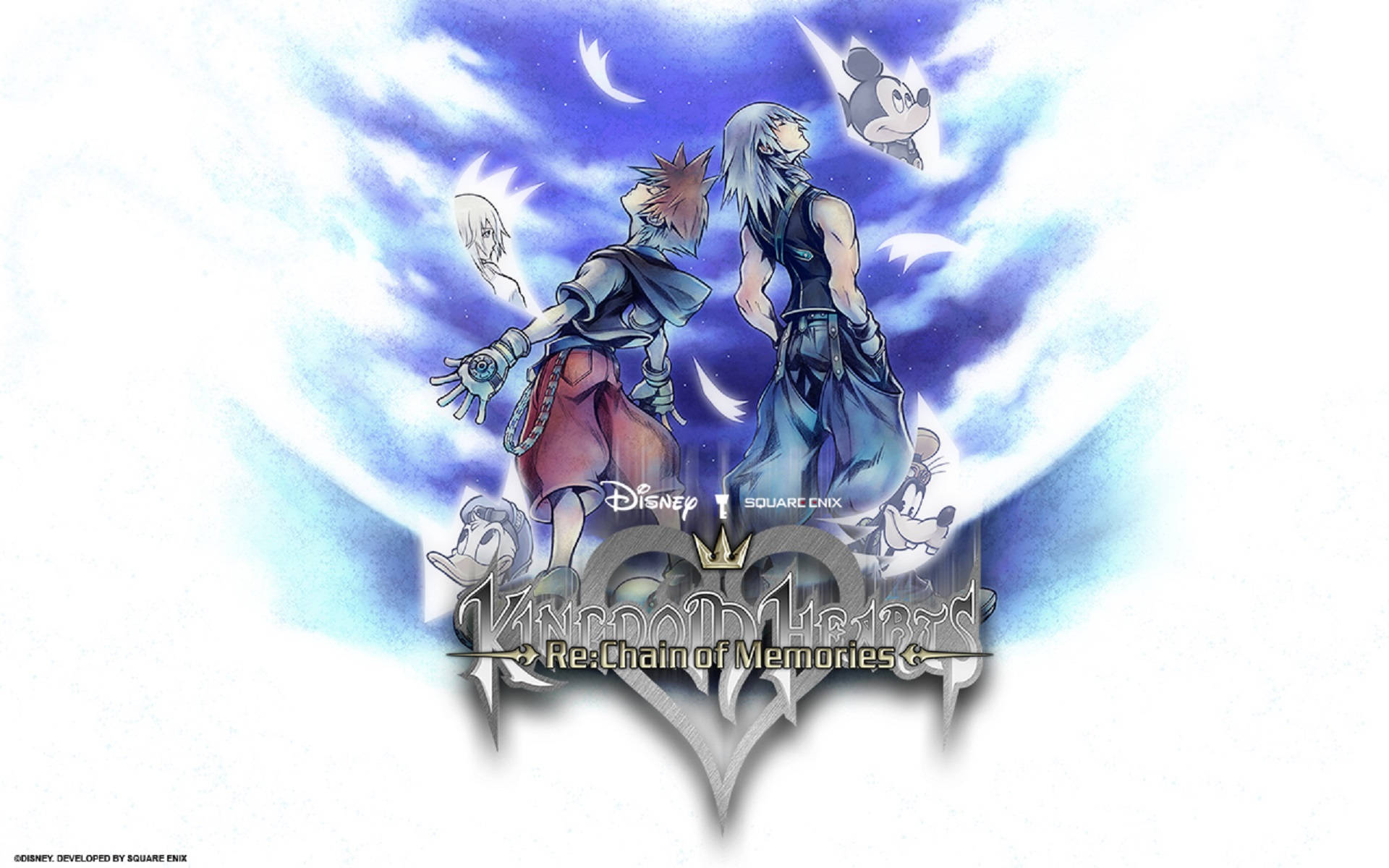 Mga Kaakit-akit na Tauhan na May Logo ng Kingdom Hearts Wallpaper