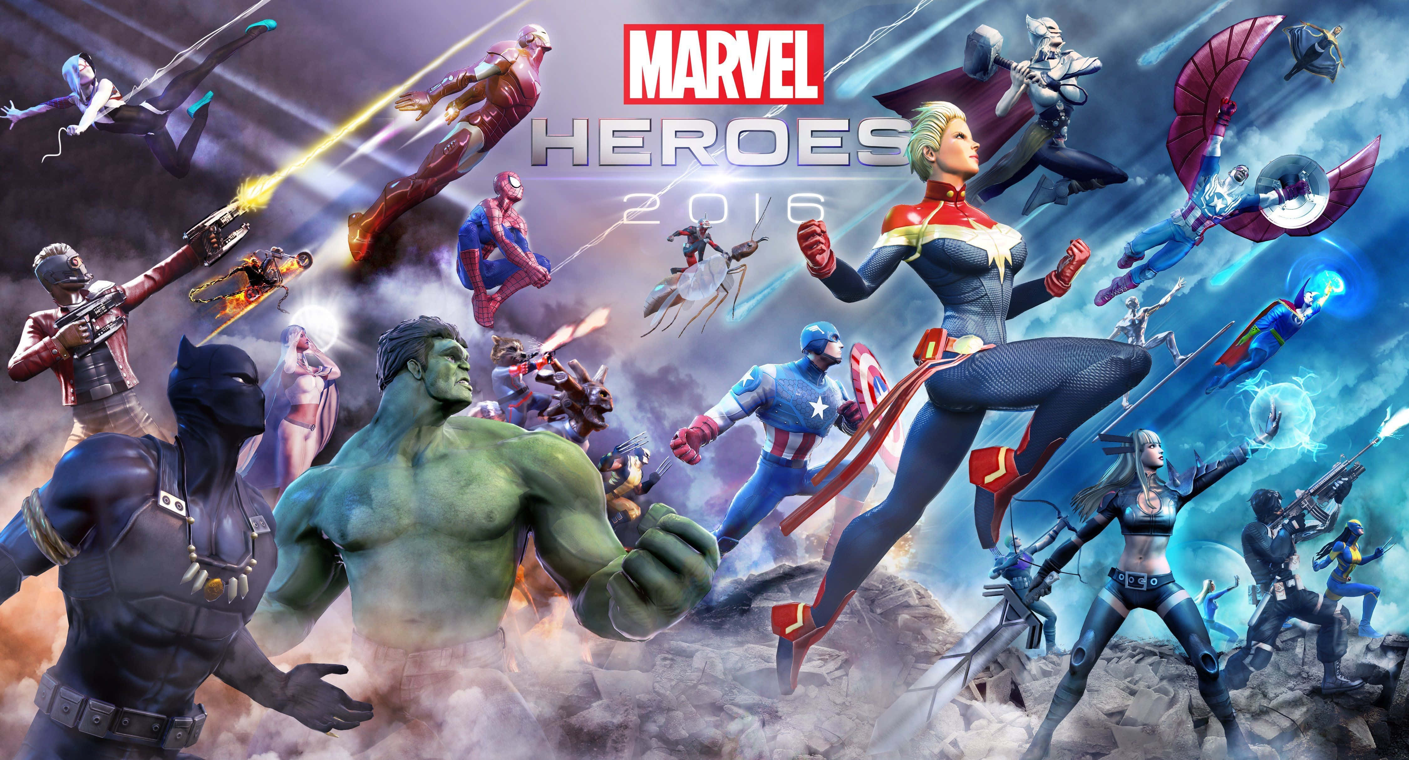 Mga Karakter ng Marvel Comics na Kumikilos Wallpaper