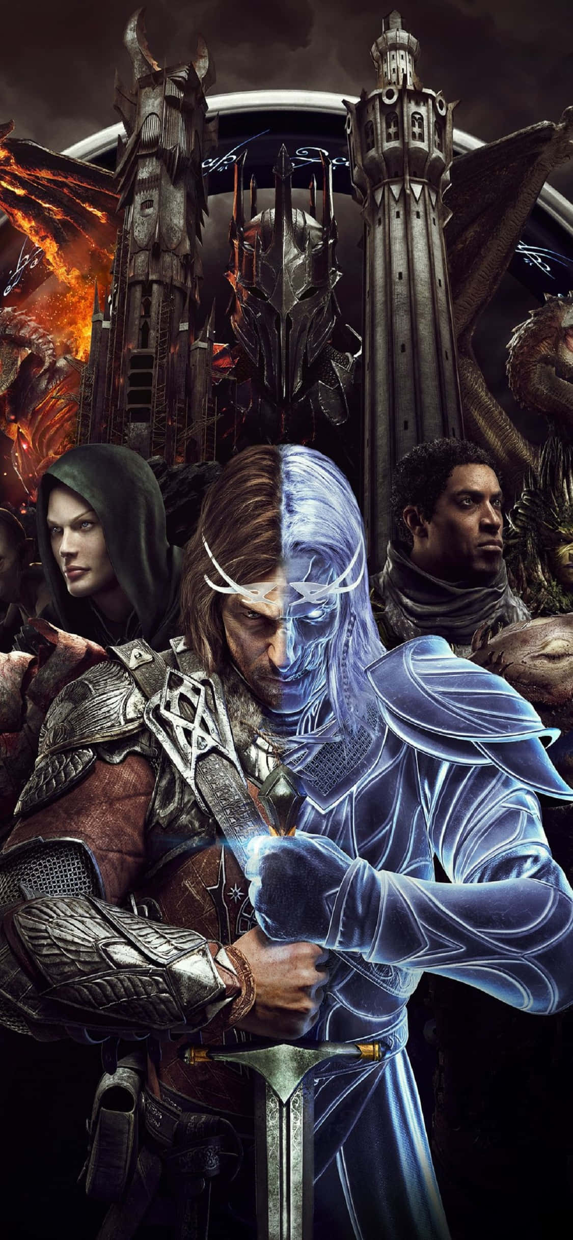 Mga Karakter sa iPhone X Shadow Of Mordor Background Wallpaper