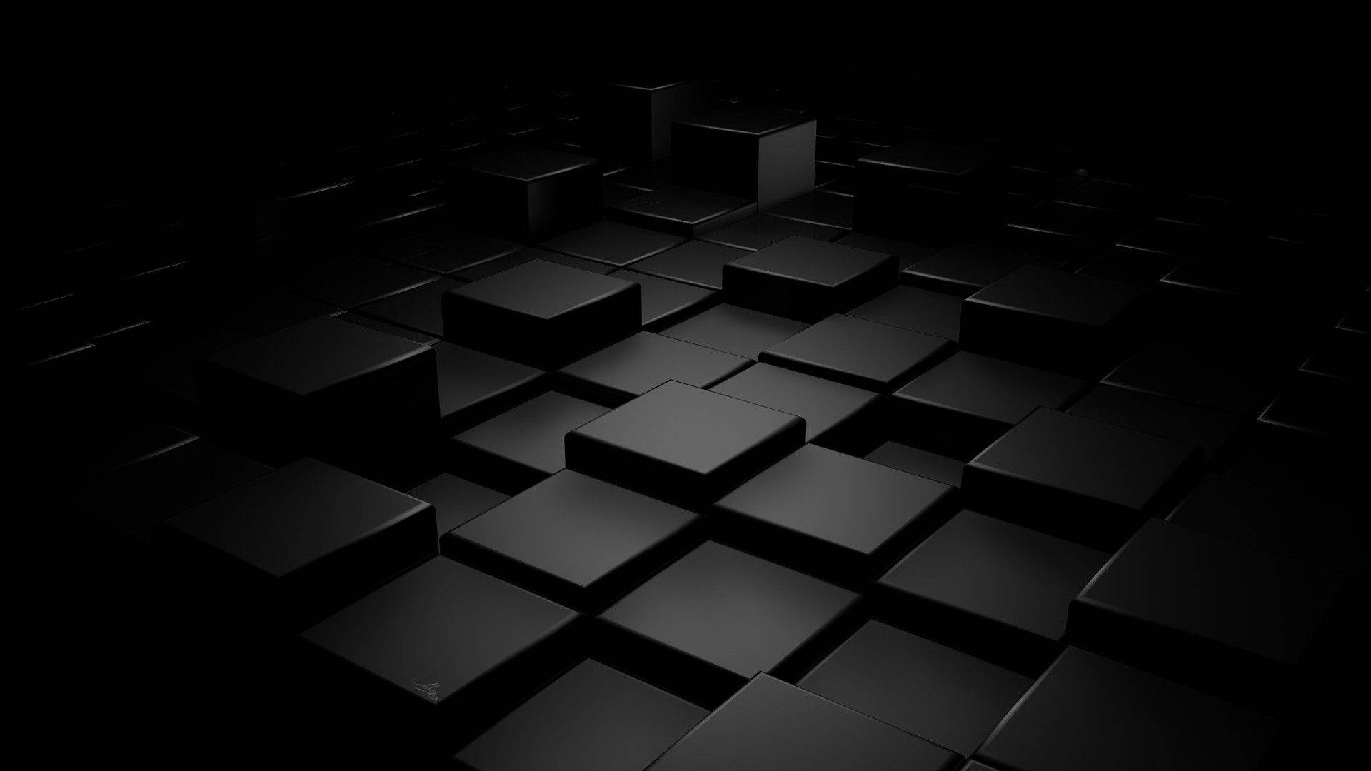 Mga Kubikad na Parisukat Itim na 3D Wallpaper
