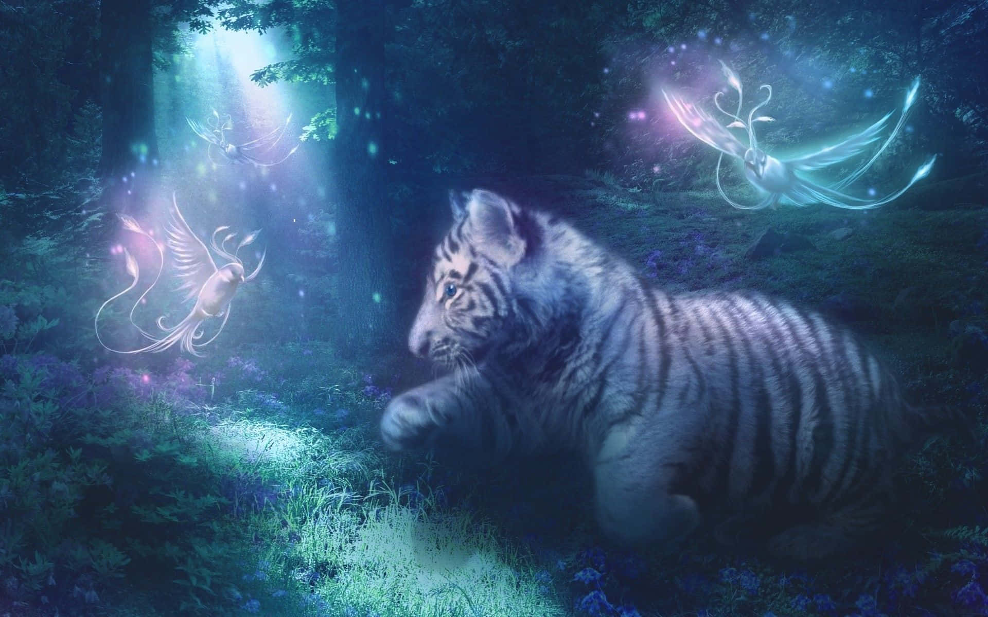 Mga Larawan ng Cute na Tigre na Puti at Fantastical Wallpaper