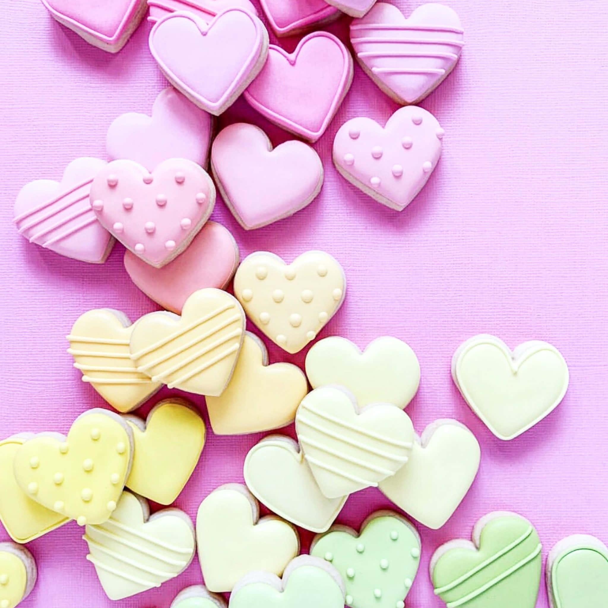 Mga Larawan ng Pastel na Puso para sa Araw ng mga Puso Wallpaper