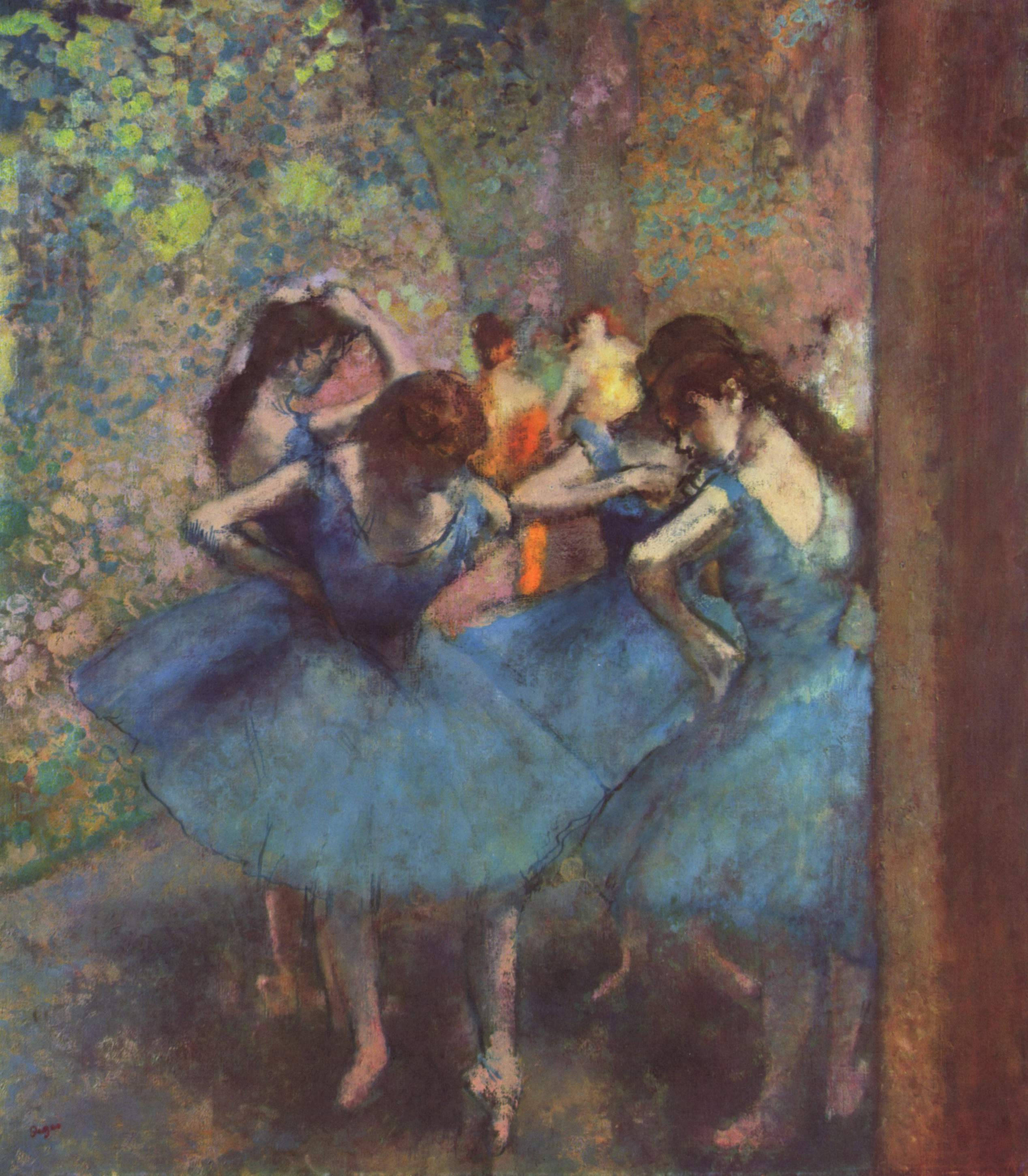 Mga Mananayaw na Bughaw na Ipininta ni Edgar Degas Wallpaper