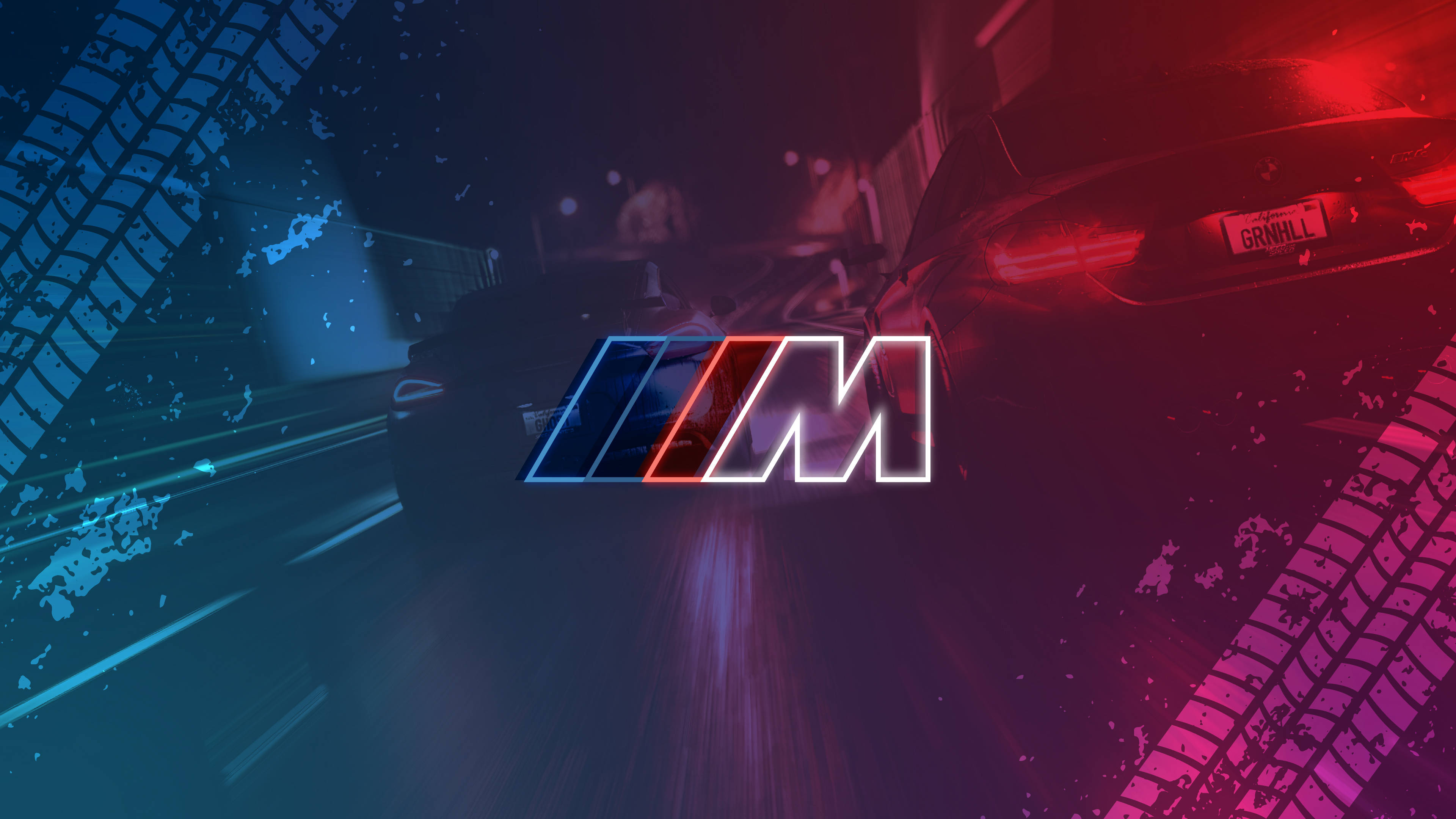 Mga Marka ng Gulong ng Kotse na Logo ng BMW M Wallpaper