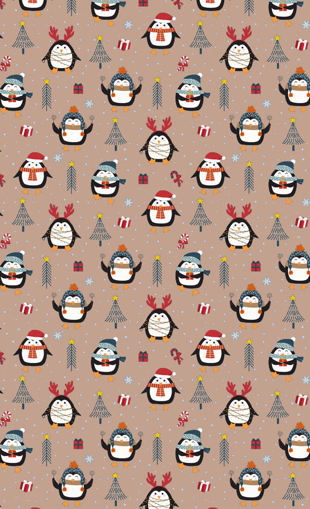 "Mga Masasayang Penguin na Nagdiriwang ng Simpleng Pasko" Wallpaper