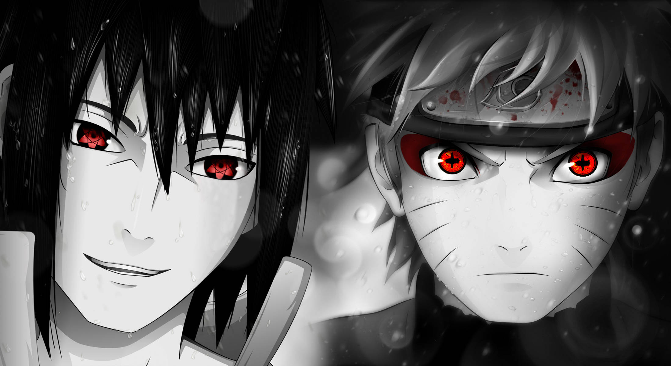 Mga Mata nina Naruto at Sasuke Wallpaper