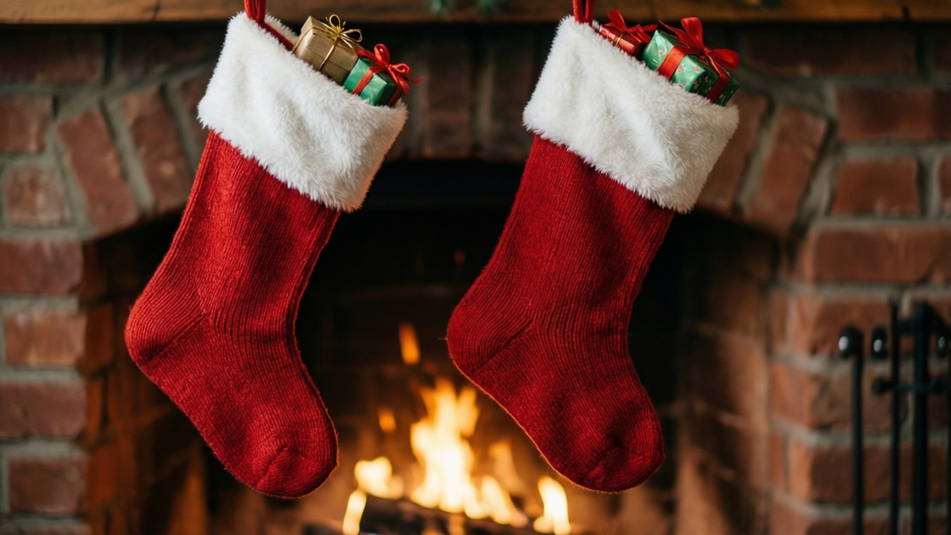 Mga Medyas ng Pasko sa Tabi ng Apuyan Wallpaper