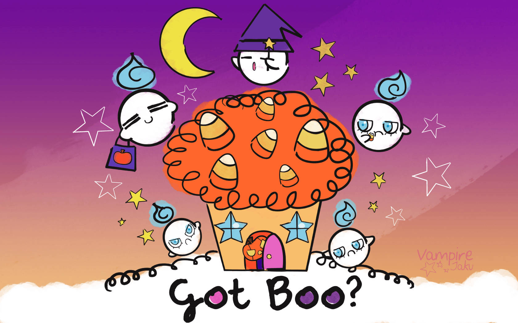 Mga Multo ng Halloween na Kawaii Wallpaper