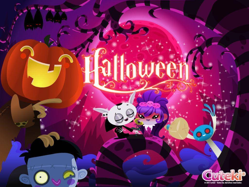 Mga Nakakatakot na Nilalang na Kawaii para sa Halloween Wallpaper
