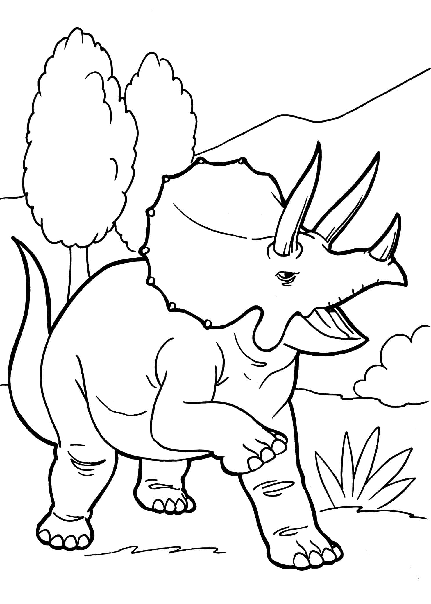mga pahina ng kulay ng triceratops Wallpaper