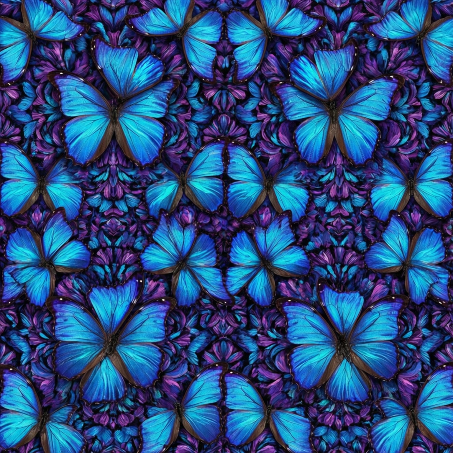 Mga Pakpak na Asul ng Kaleidoscope Wallpaper