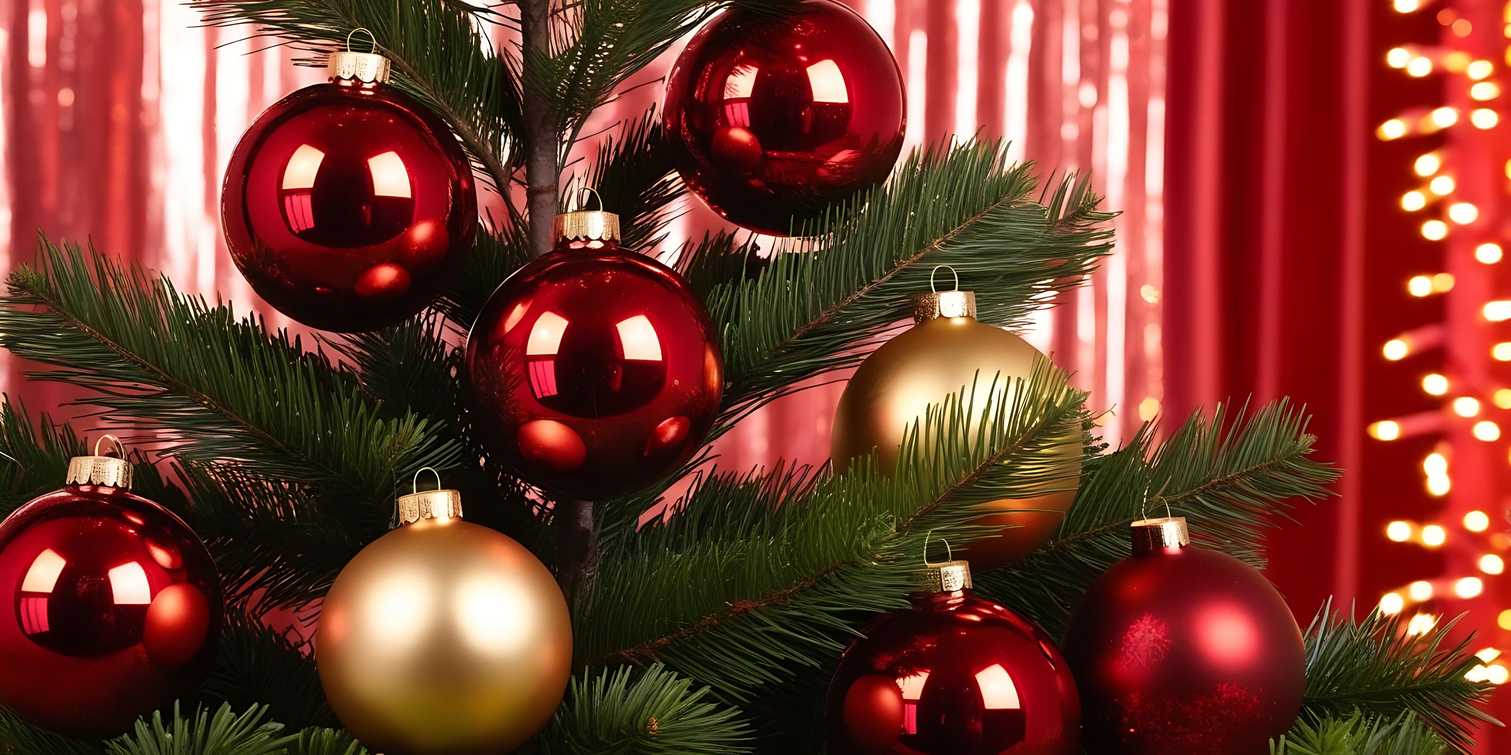 Mga palamuting Pasko sa mga sanga ng pino Wallpaper
