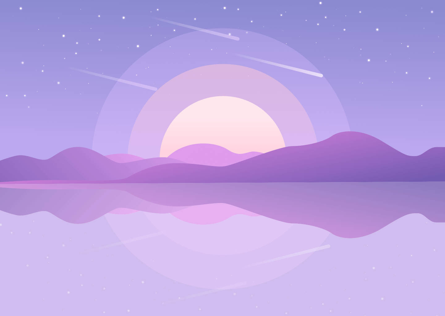 Mga Pattern ng Alon at Bilog na Pastel Purple Wallpaper