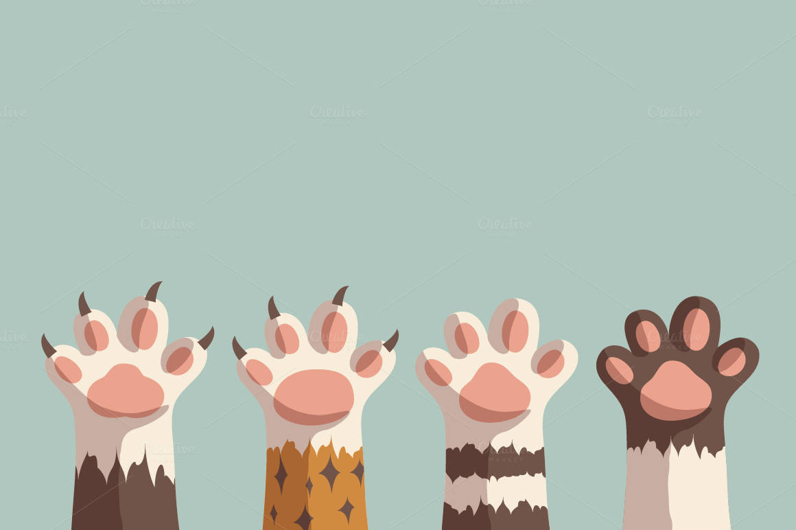 Mga Paws ng Pusa na Cartoon Wallpaper