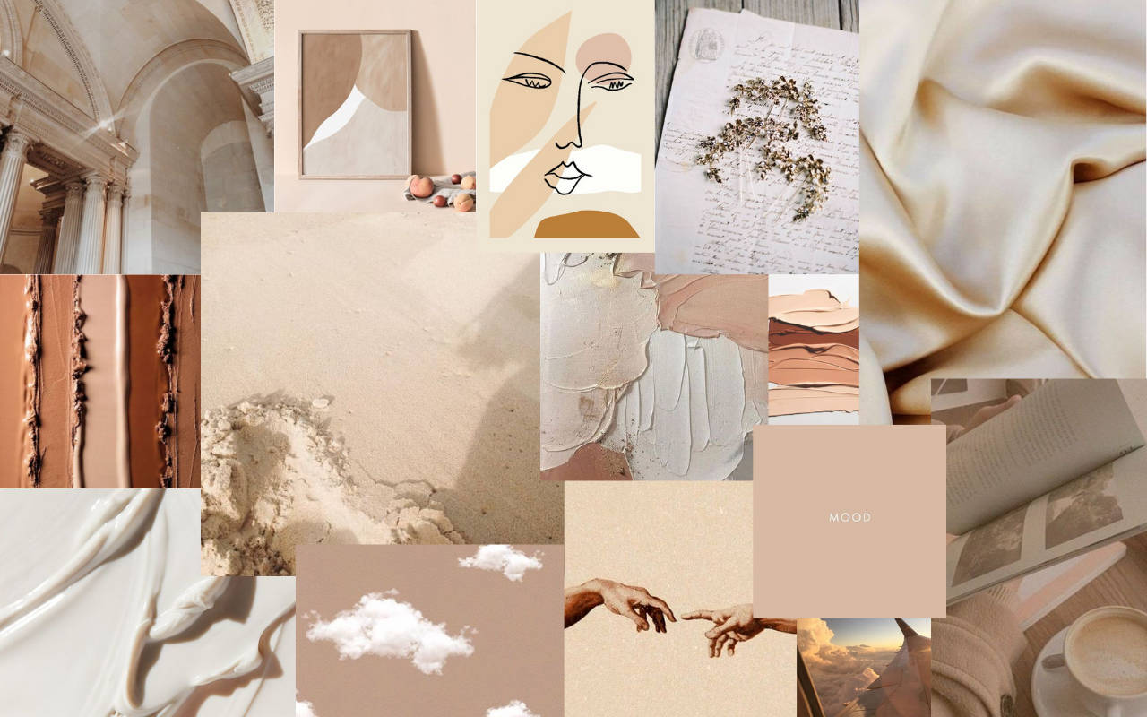 Mga Pintura at Beige Aesthetic Desktop Wallpaper