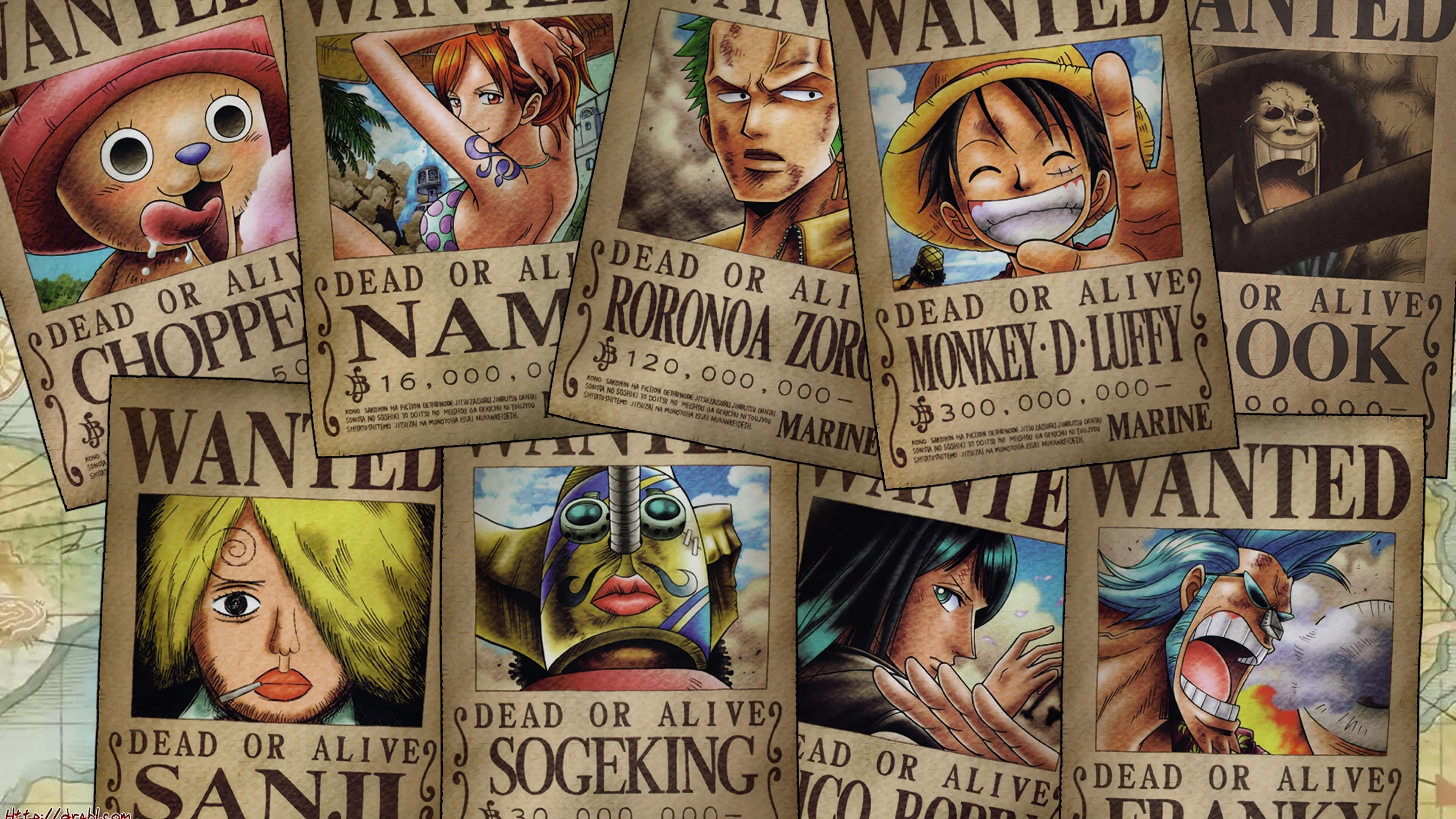 Mga Poster ng Straw Hat Pirates na May Huli Wallpaper