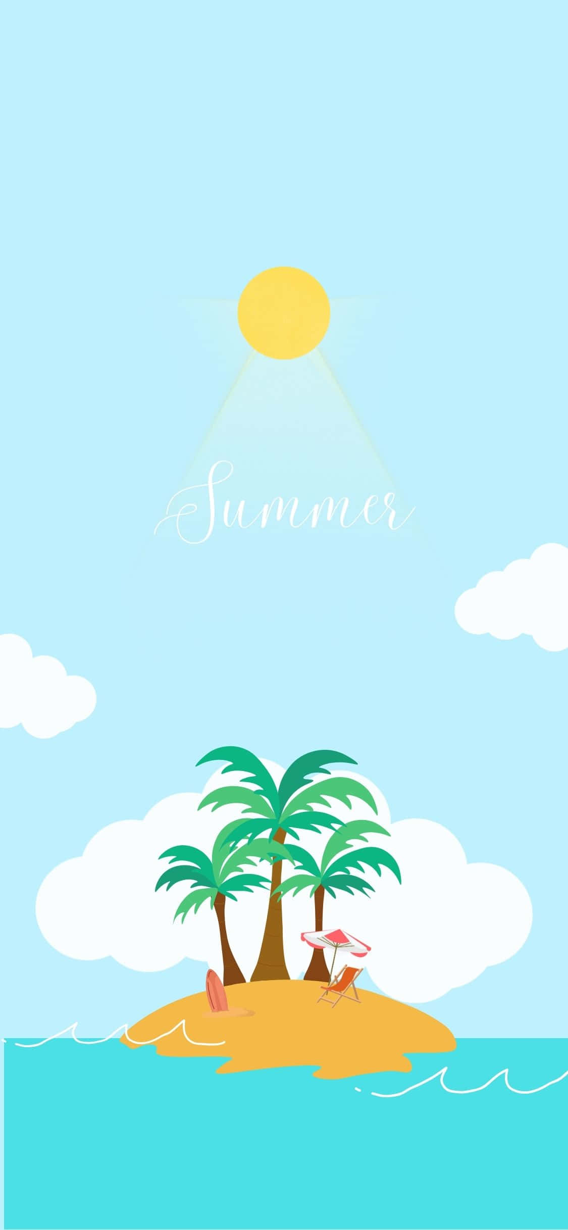 Mga Puno sa Pulo na Background ng Tag-init para sa iPhone X Wallpaper