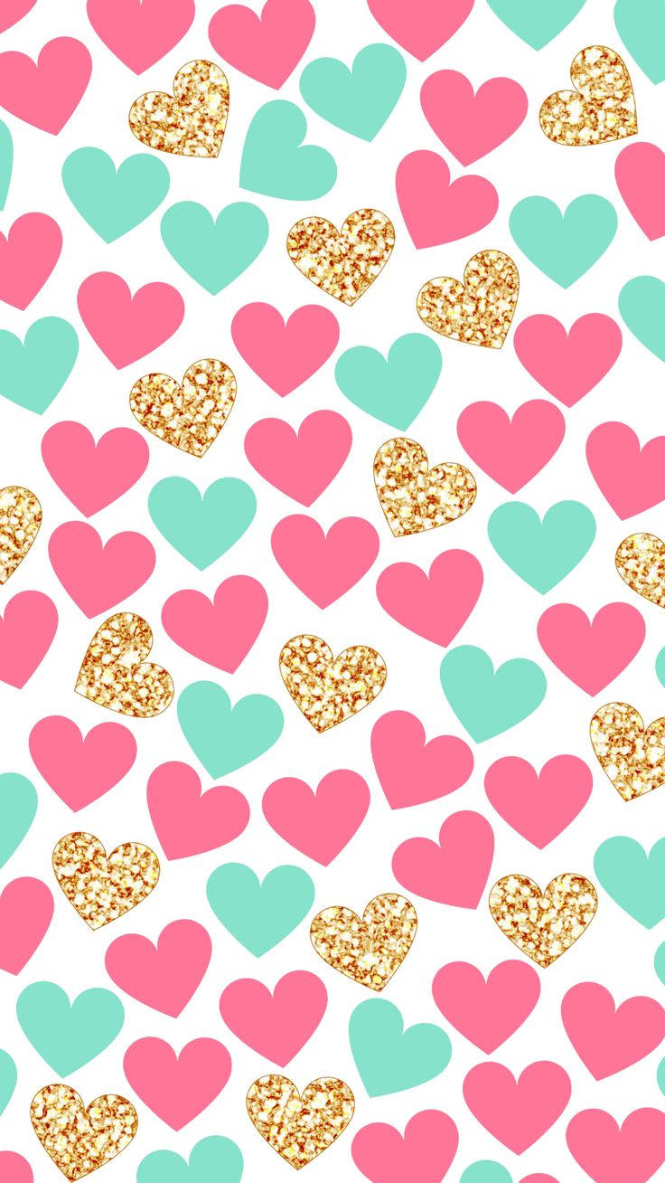 Mga Puso ng Pag-ibig sa Iba't Ibang Kulay Wallpaper