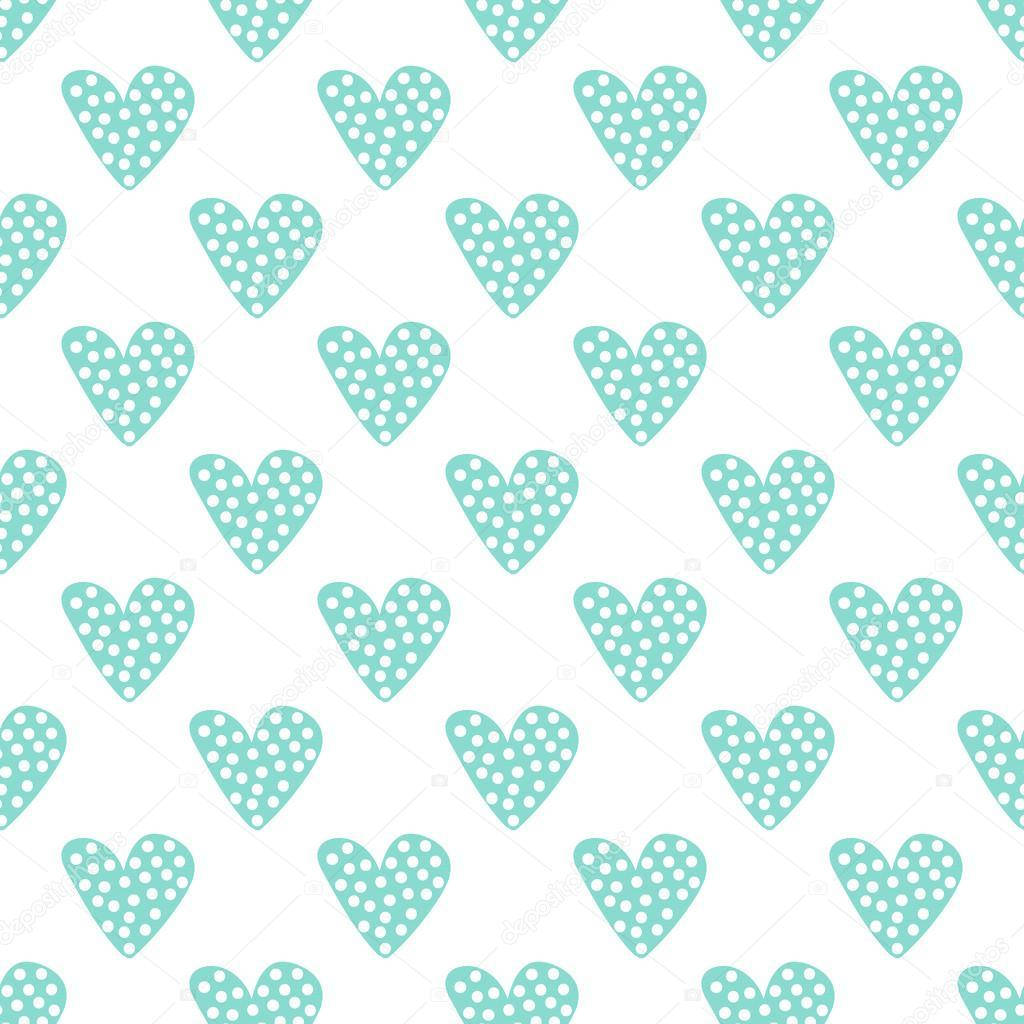 Mga Pusong May Tuldok na Pastel na Berde Wallpaper