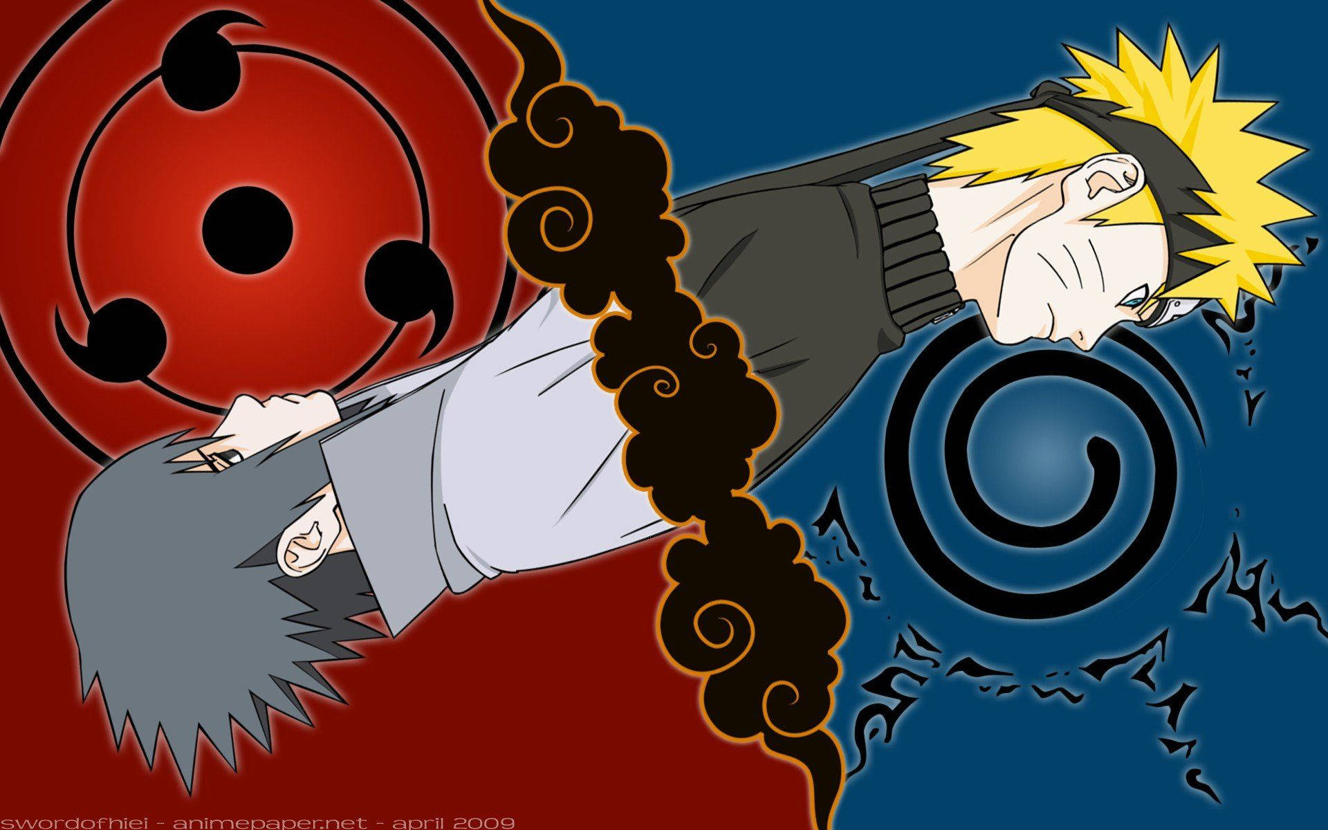 Mga Simbolo nina Sasuke at Naruto Wallpaper
