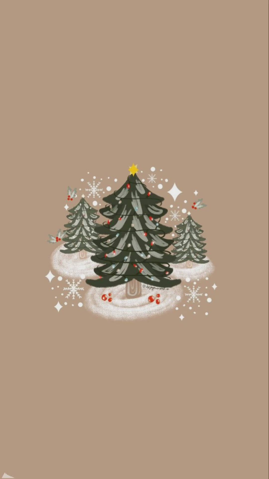 Mga Simpleng Puno ng Pasko na Kumikislap Wallpaper