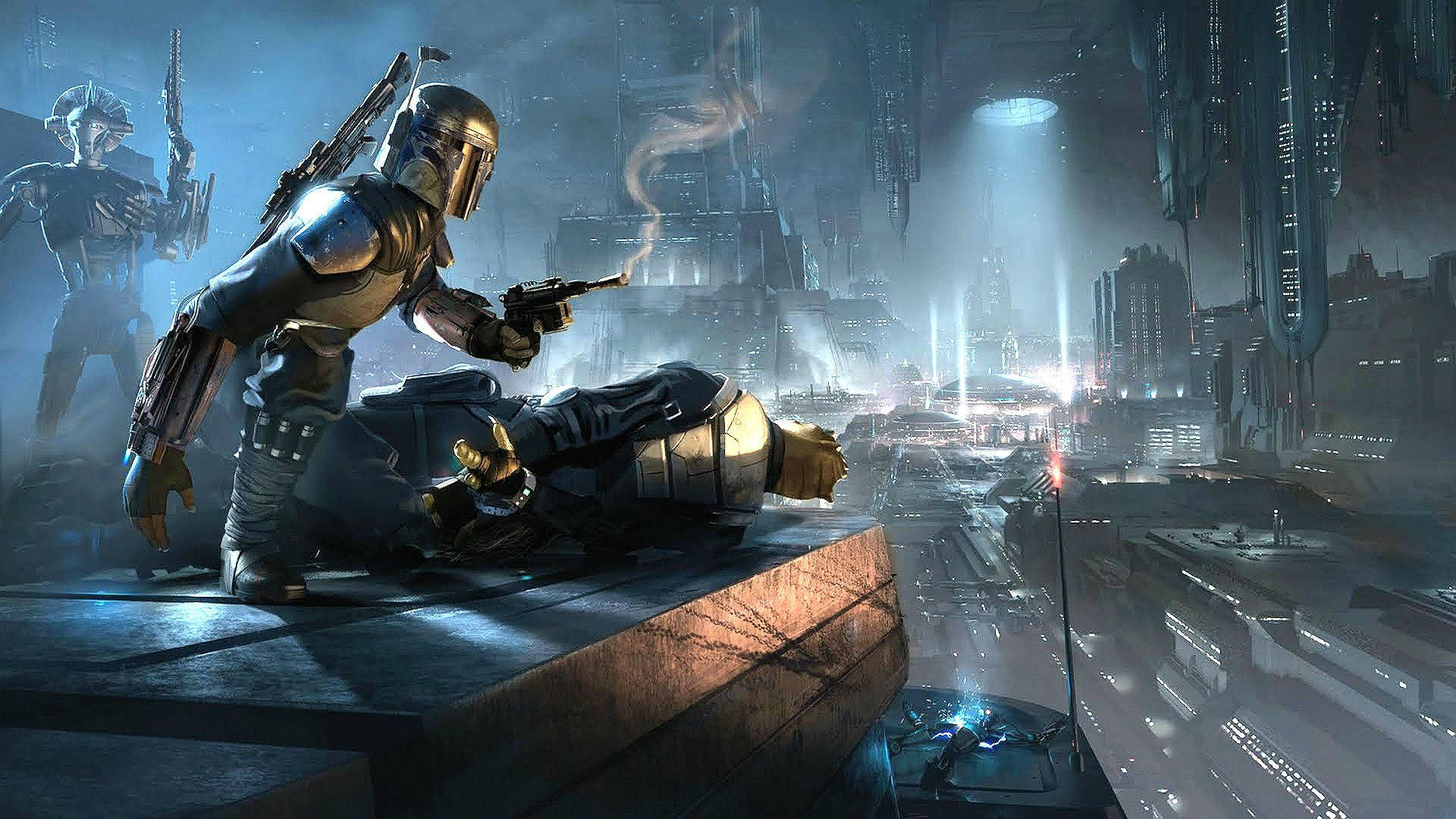 Mga Stormtrooper handa na sa labanan sa isang malayong kalawakan. Wallpaper