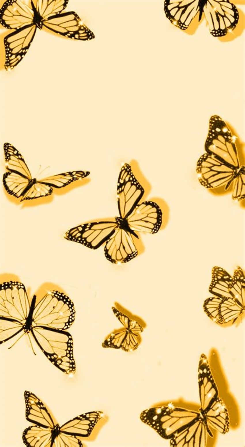 Mga Susing Dilaw na Paru-paro na May Itim na Detahe Wallpaper