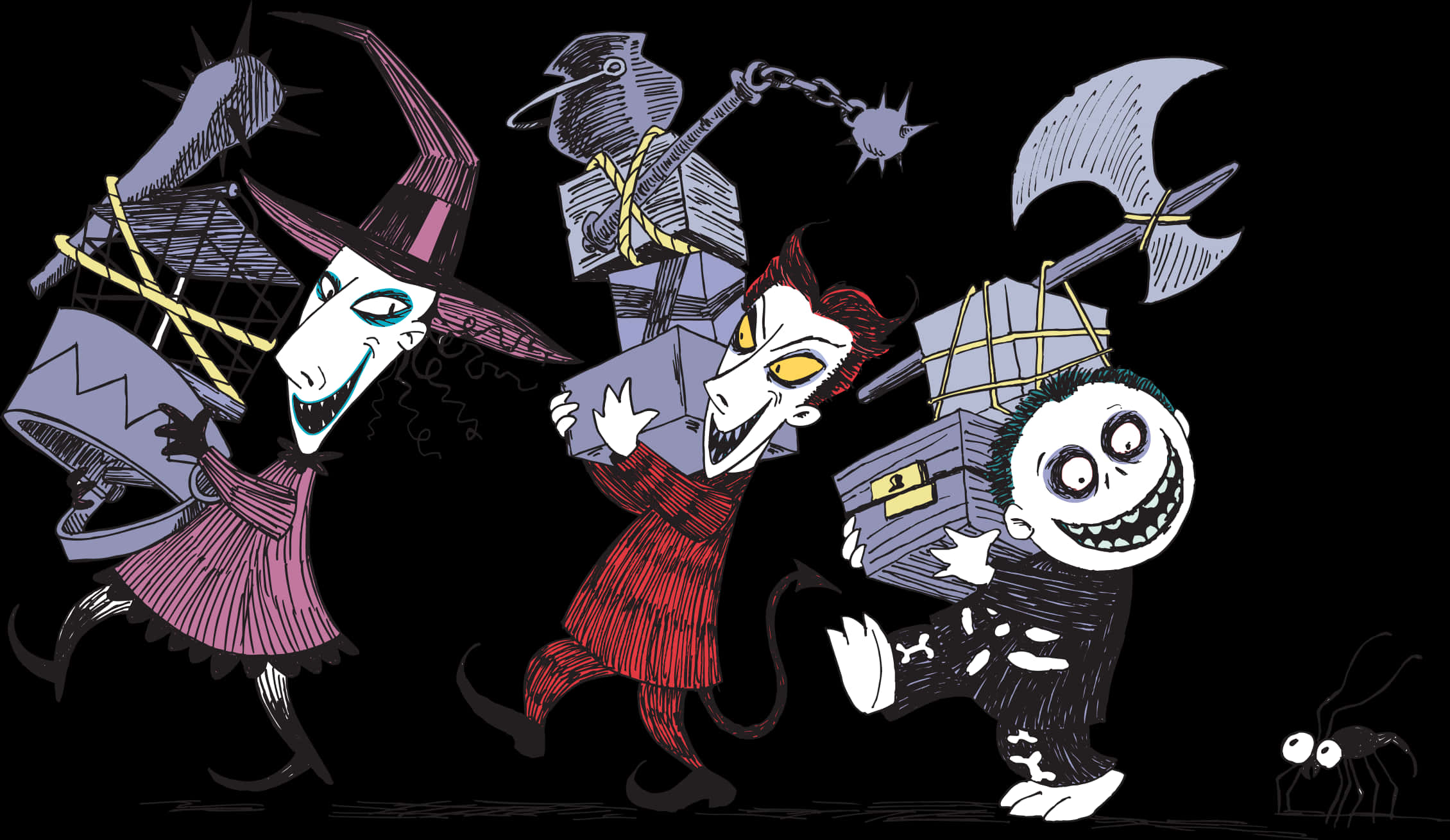 Mga Tauhan ng Nightmare Before Christmas na Nagmamartsa Wallpaper