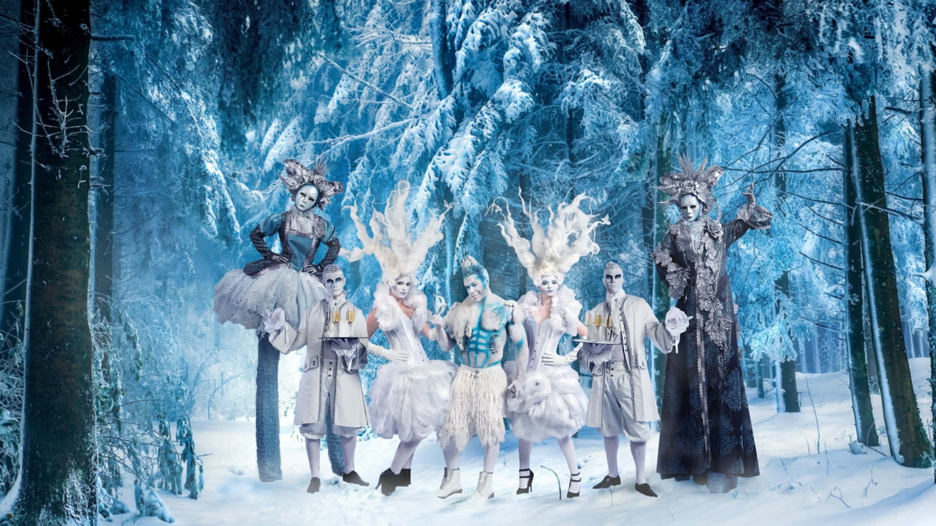 Mga Tauhan ng Winter Wonderland Background Wallpaper