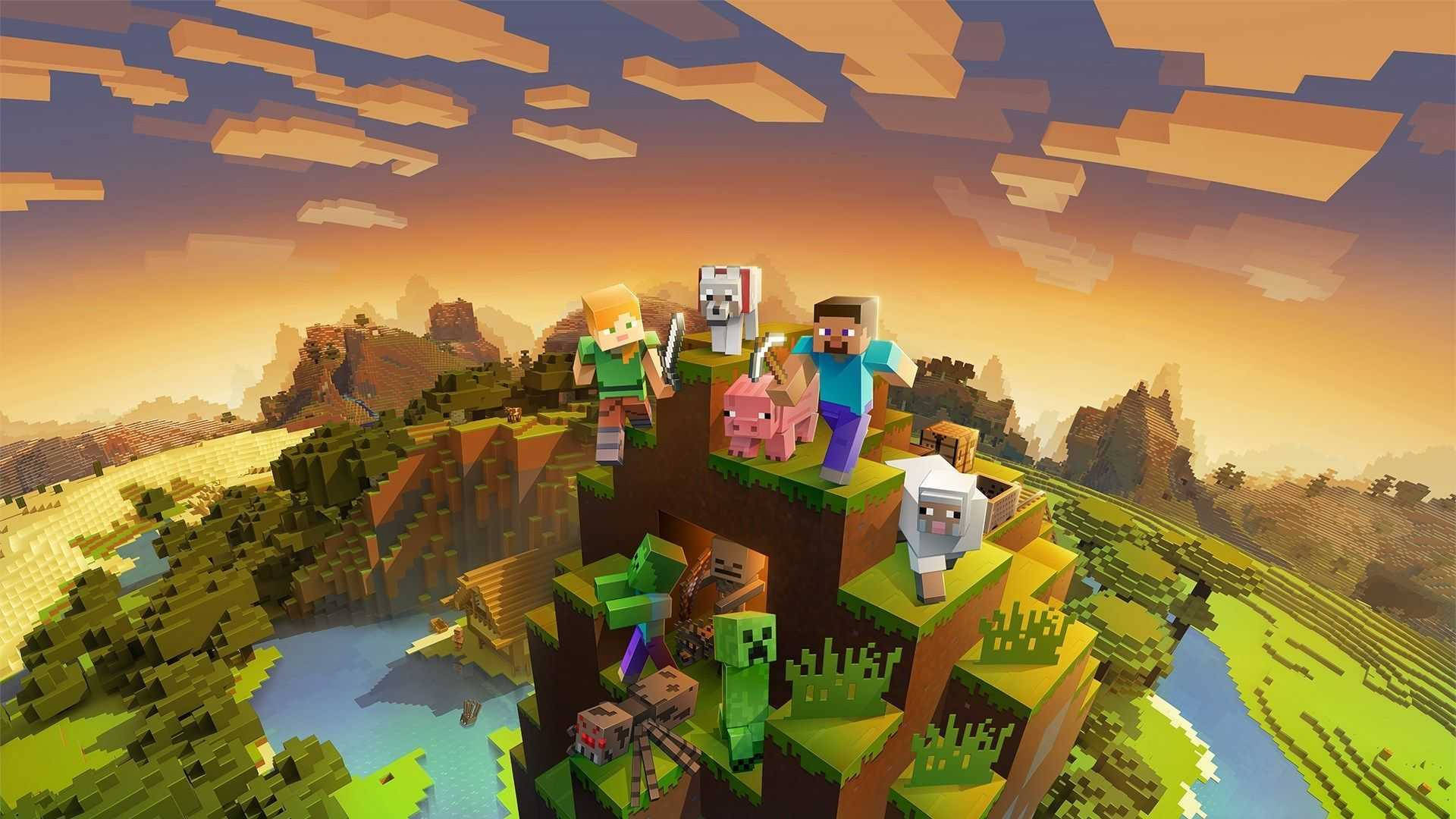 Mga Tauhan sa Bundok Minecraft HD Wallpaper