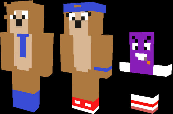 Mga Tauhang Hayop na Estilo ng Minecraft Wallpaper