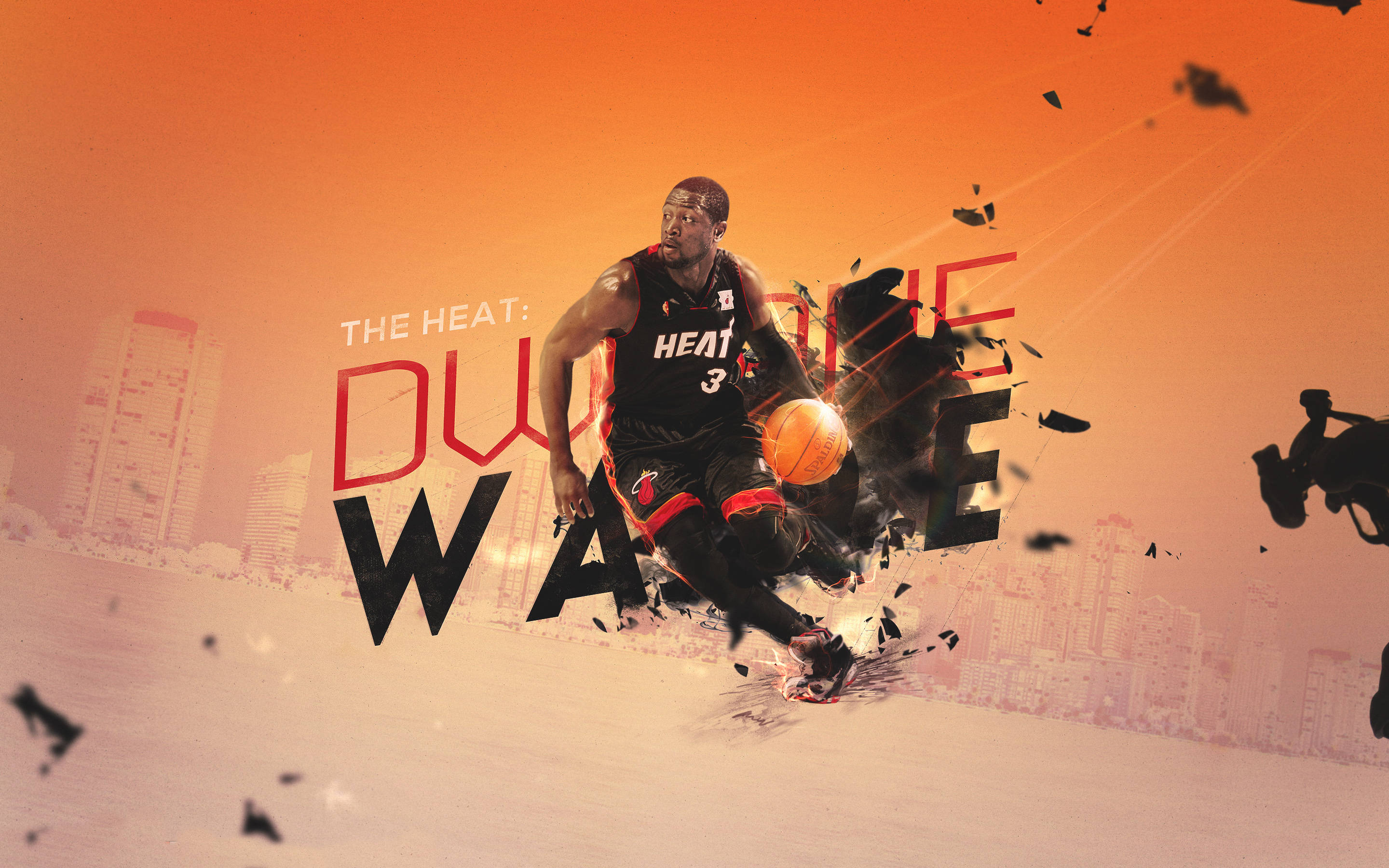Miami Heat Dwyane Wade Digital na Sining Wallpaper
